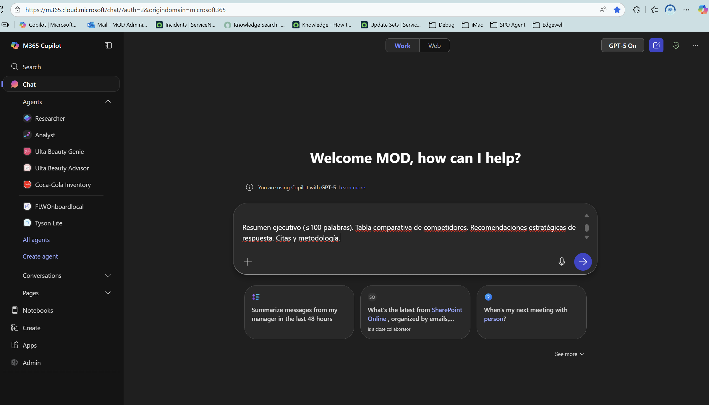 screenshot showing work mode tab.