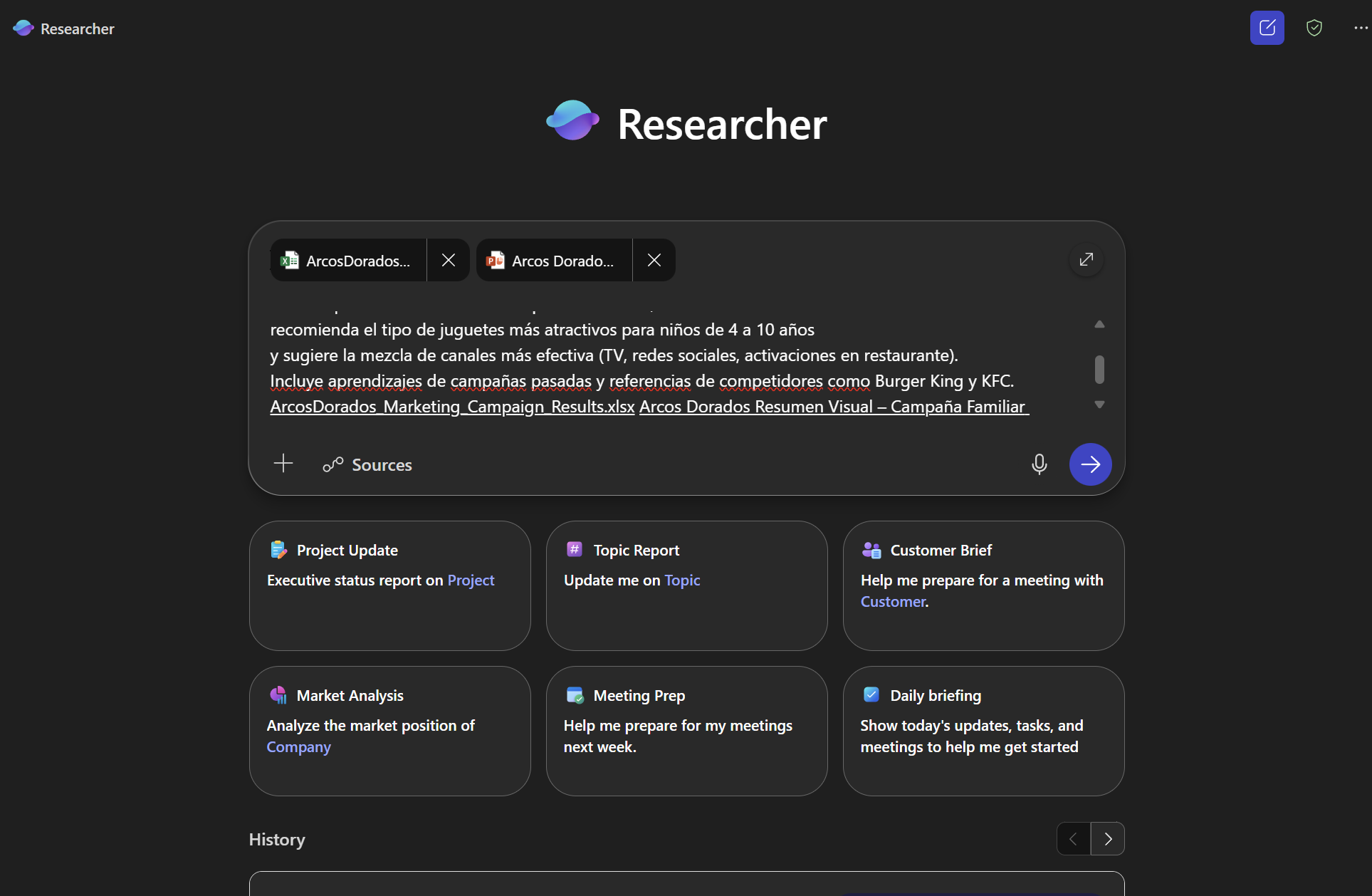 Screenshot showing attach files in Researcher.