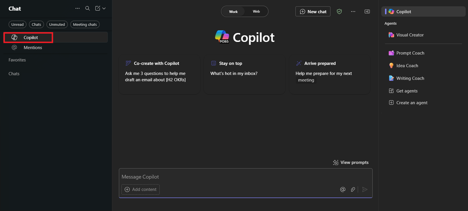 screenshot showing Copilot Chat within Teams.