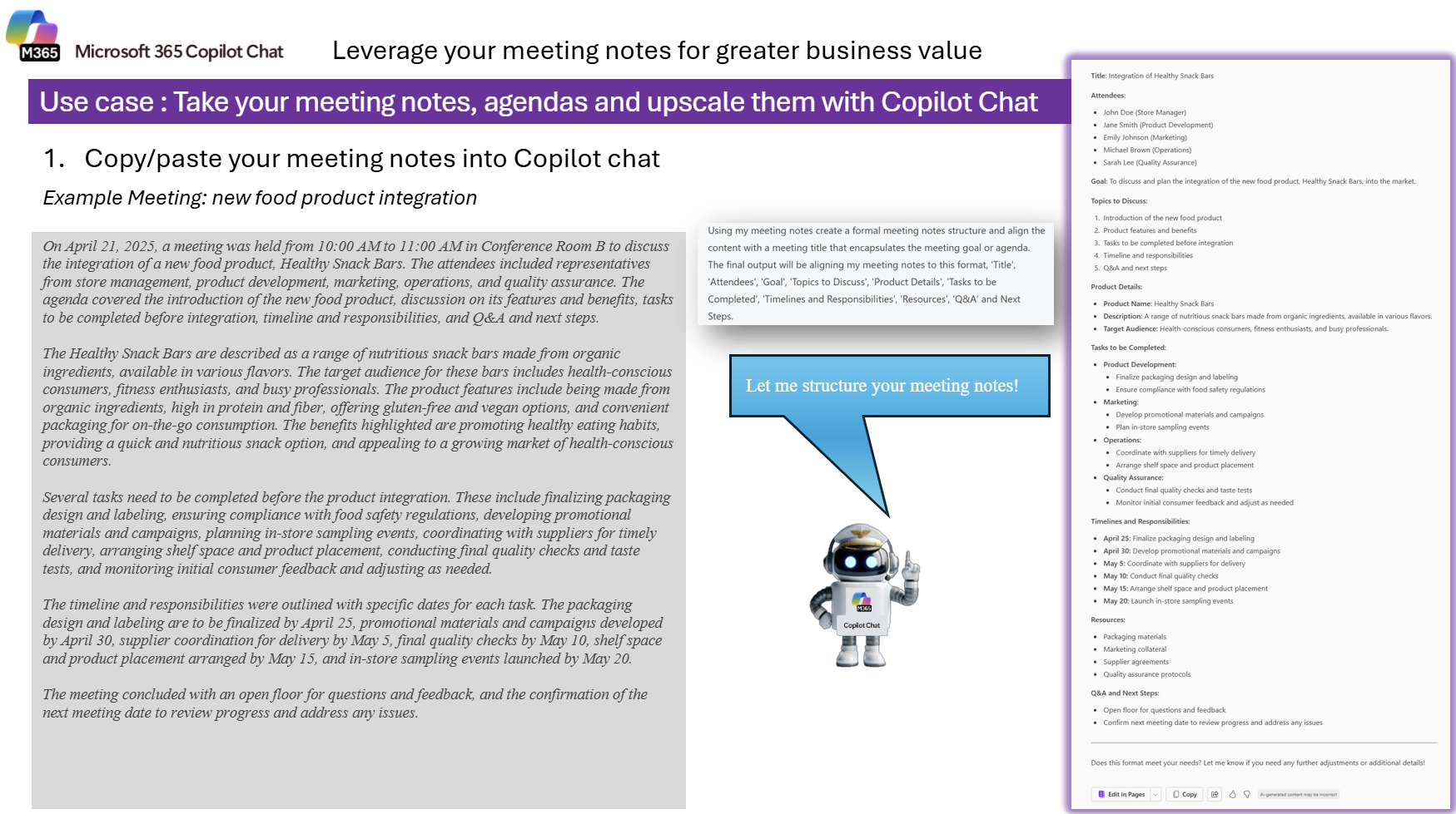 screenshot showing meeting notes recap prompt.