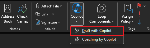 screenshot showing Copilot in Outlook.