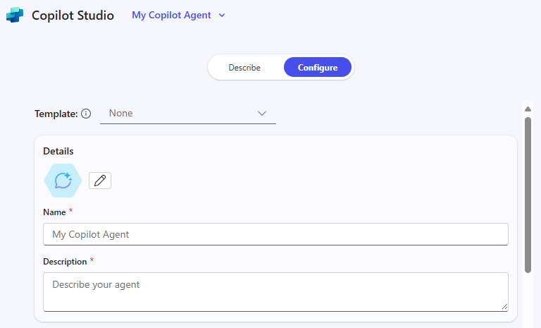 Screenshot showing configure agent.