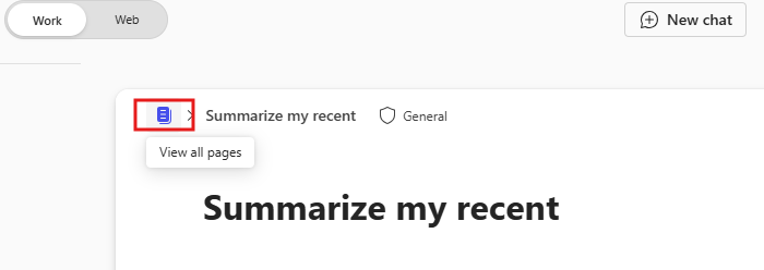 screenshot showing Copilot in Pages.